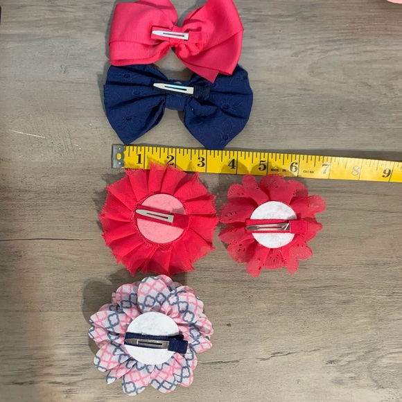 Hair bows & Flowers fuchsia and navy set (5) used - Picture 4 of 7